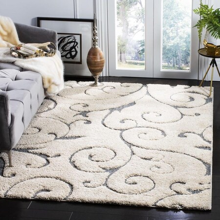 Safavieh Florida Shag Power Loomed Large Rectangle Area Rug; Cream & Light Blue - 8 x 10 ft. SG455-1155-8